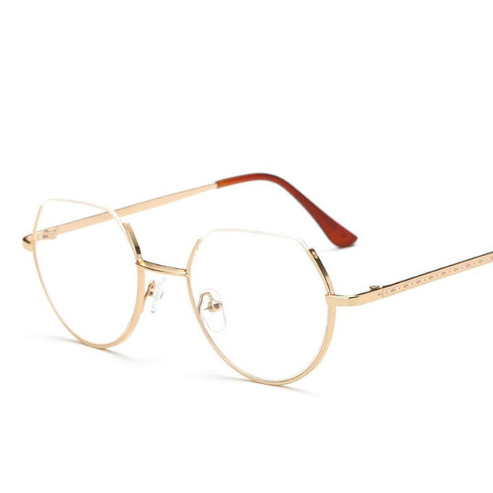 Unisex Eyeglasses Half Frame Metal Polygon 3221 Frame Brightzone Gold  
