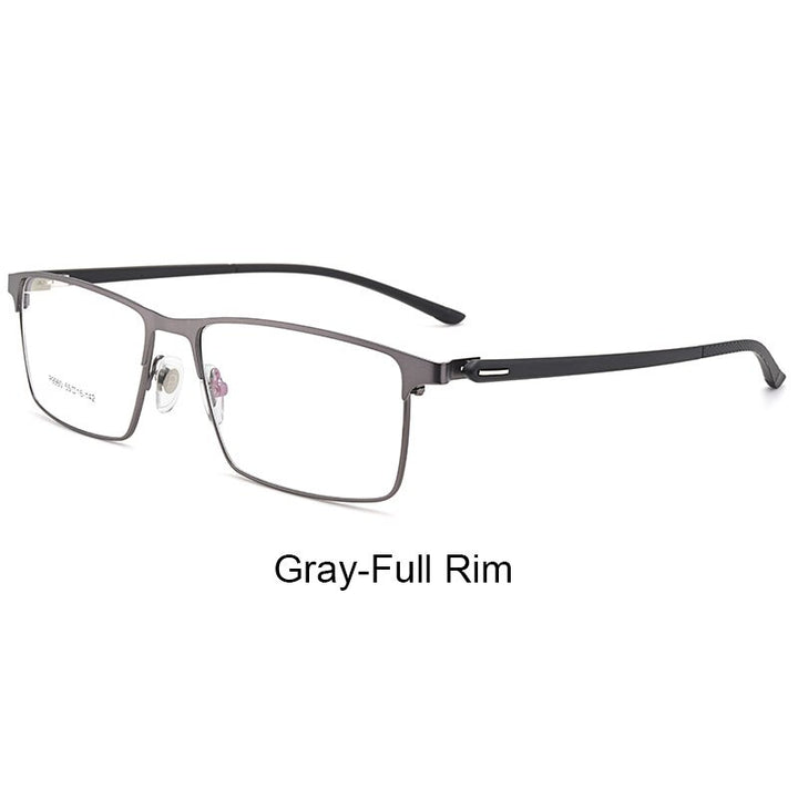 Hotochki Men's IP Electroplated Alloy Full/Semi Rim Frame Eyeglasses P9960 Semi Rim Hotochki GrayFullRim  
