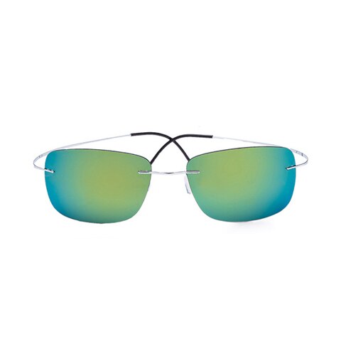 Men's Sunglasses Rimless Titanium Polarized Super Light Sunglasses Brightzone Green  