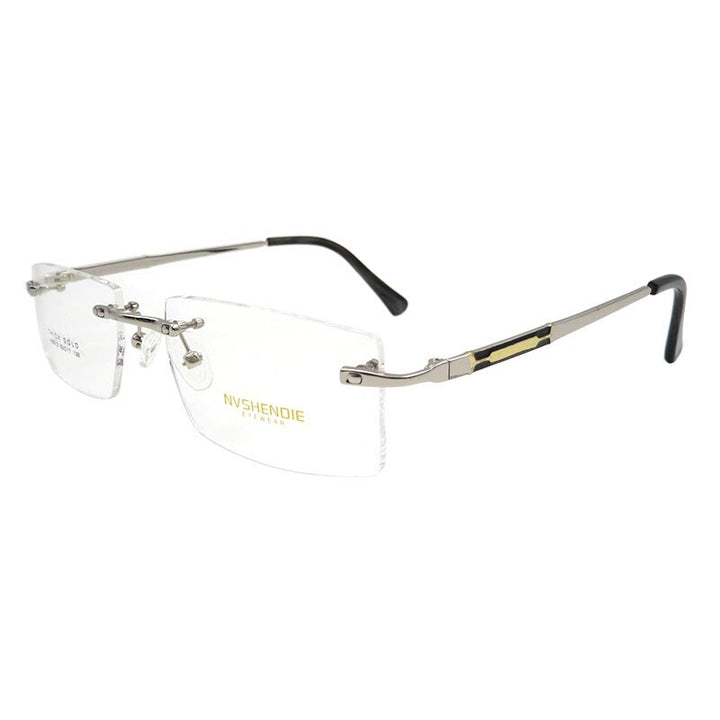 Men's Eyeglasses Titanium Alloy Rimless S8313 Rimless Gmei Optical Silver  