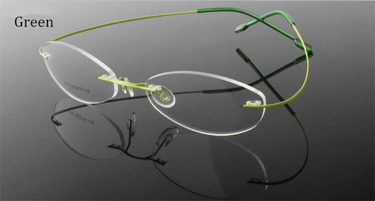 Chashma Ottica Unisex Rimless Rectangle Titanium Eyeglasses Frp1510 Rimless Chashma Ottica green  