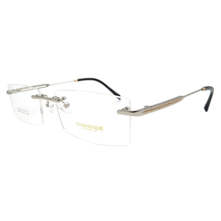 Men's Eyeglasses Titanium Alloy Rimless S8323 Rimless Gmei Optical Silver  