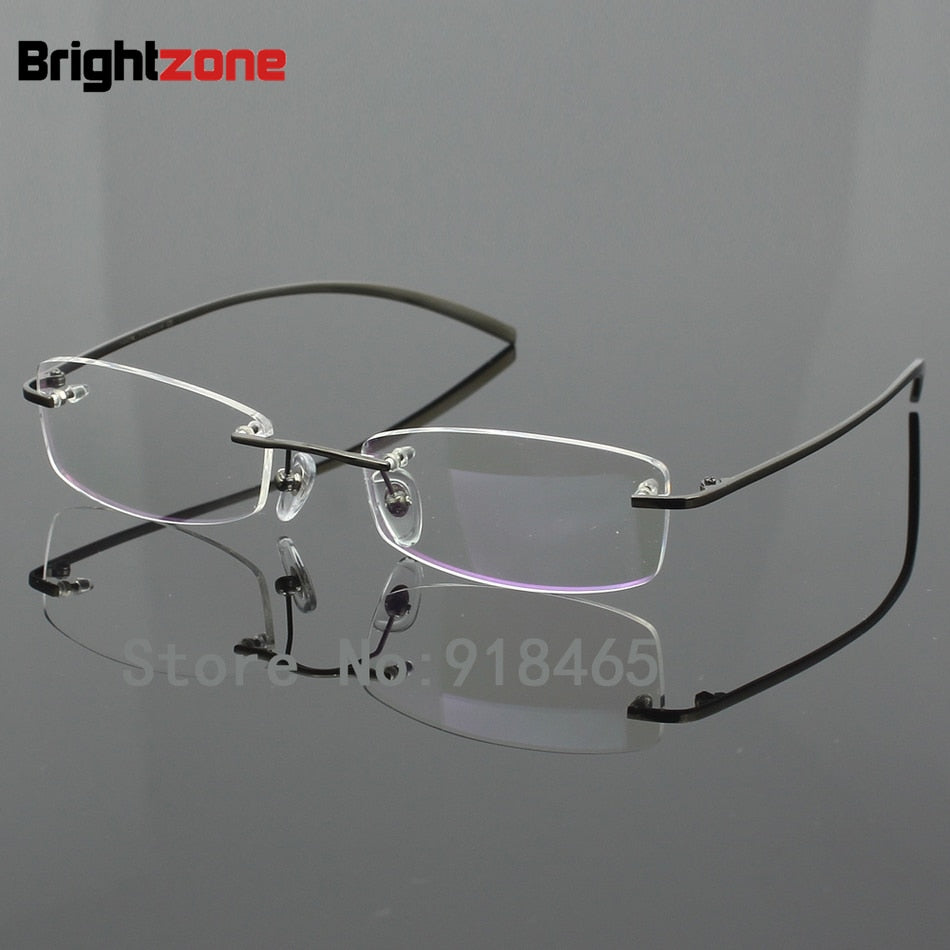 Men's Eyeglasses 100% Pure Titanium Frame Rimless 1028 Rimless Brightzone   