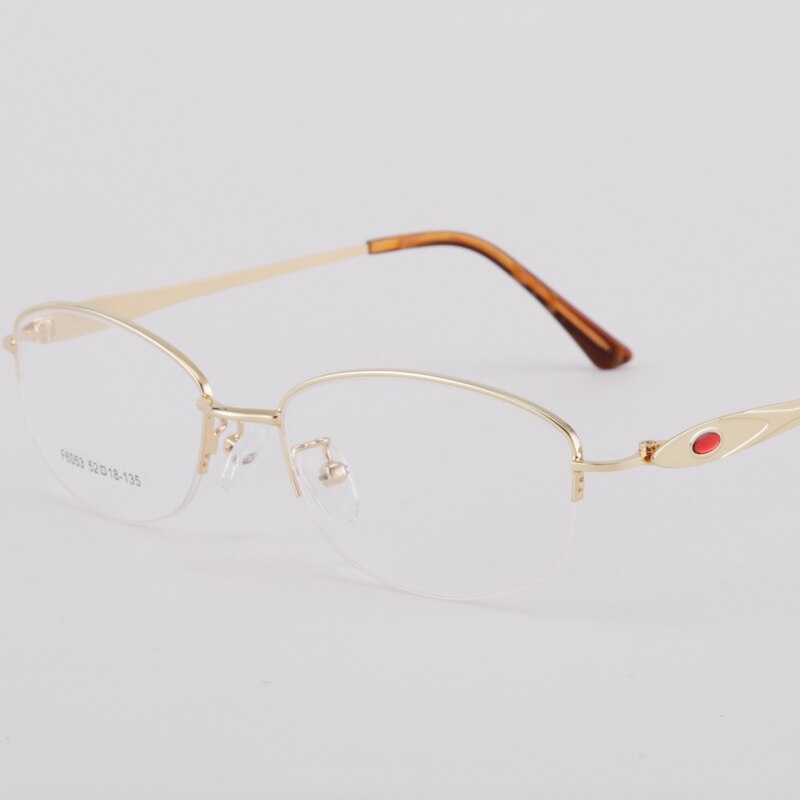 Women's Semi Rim Alloy Frame Eyeglasses 6053 Semi Rim Bclear Gold  