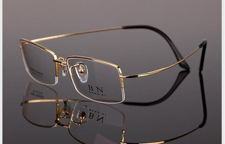 Men's Eyeglasses Pure Titanium Ultralight Comfort T9279 Frame Bclear Gold  