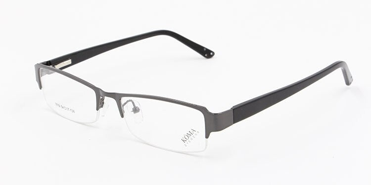 Men's Half Rim Acetate Alloy Frame Eyeglasses Spring Hinge N1816 Semi Rim Bclear gray  