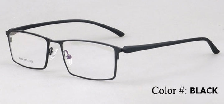Men's Eyeglasses Full Frame Alloy Rectangular 9068 Frame Bclear black  