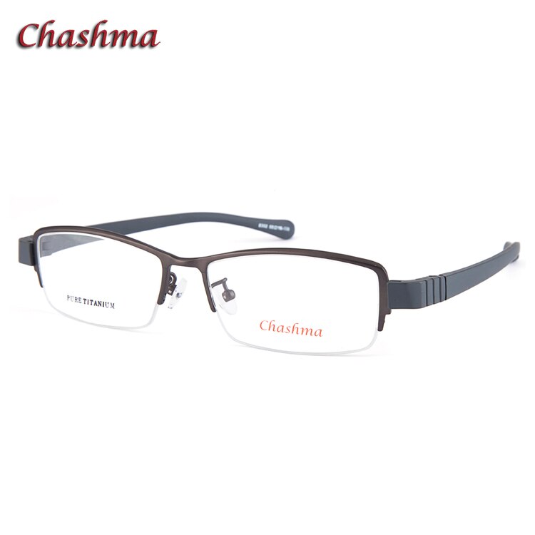 Chashma Ochki Men's Semi Rim Square Titanium Rubber Sport Eyeglasses 8302 Sport Eyewear Chashma Ochki Gray  