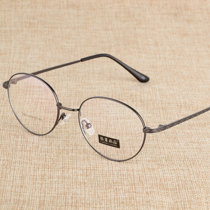Unisex Eyeglasses Round Frame Metal Alloy S801 Frame Bclear gray  