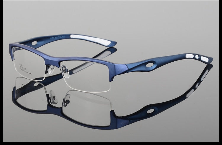 Men's Square Semi Rim Sports Eyeglasses N1077 Sport Eyewear Bclear Royal Blue  