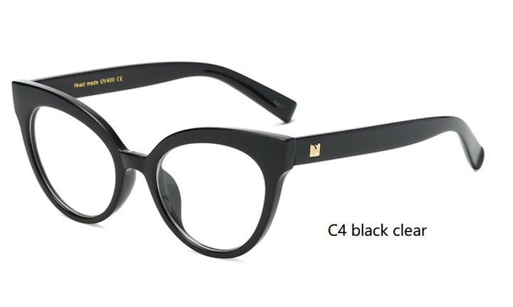 CCSpace Women's Full Rim Cat Eye Acetate Frame Eyeglasses 45143 Full Rim CCspace C4 black clear  