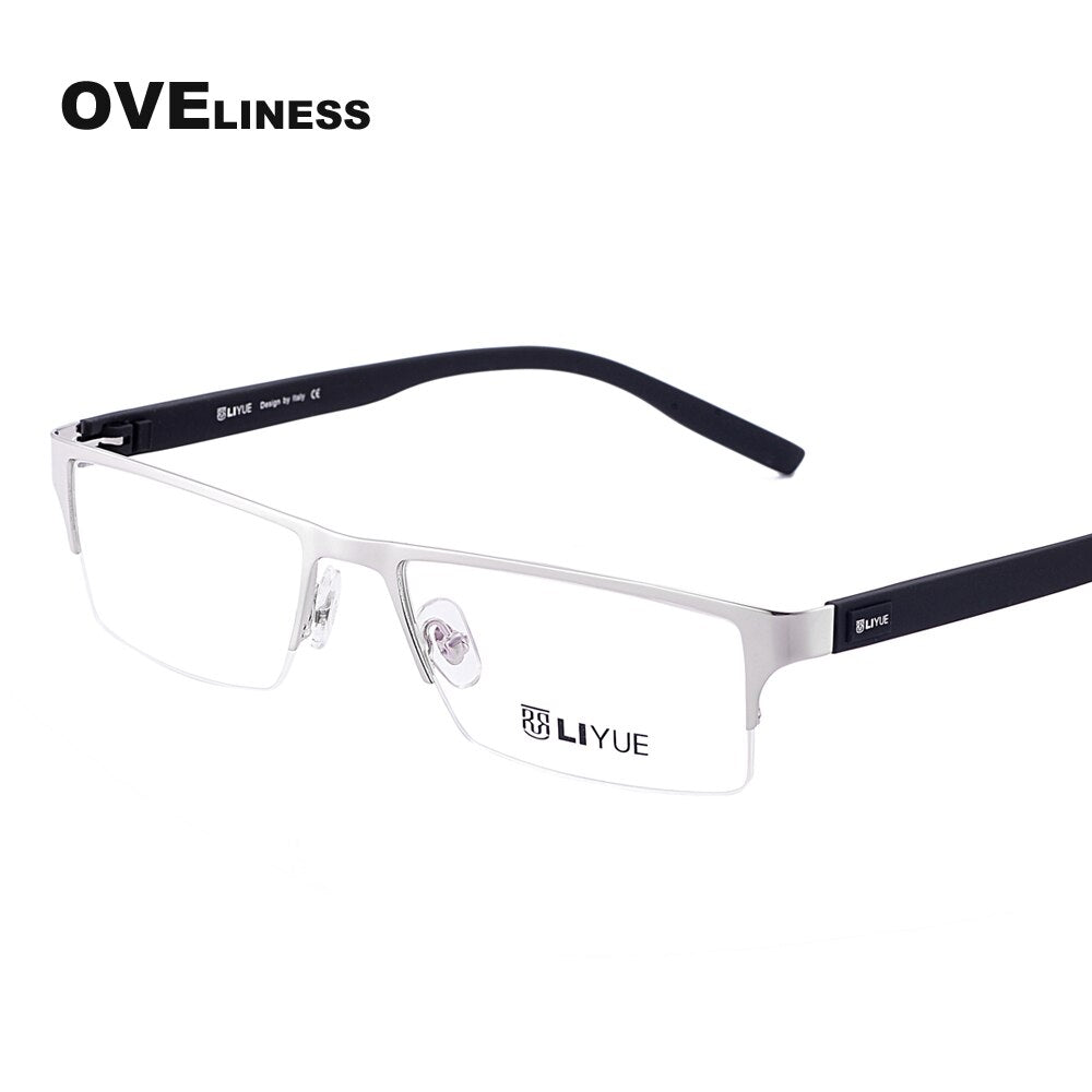 Oveliness Men's Semi Rim Square Alloy Eyeglasses 9006 Semi Rim Oveliness silver  