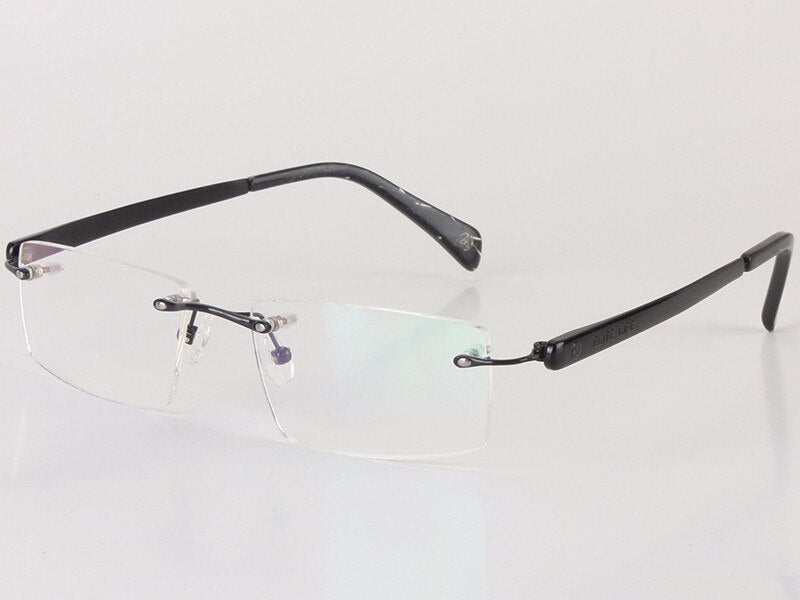 Men's Eyeglasses Titanium Rimless 018 Rimless Chashma black  