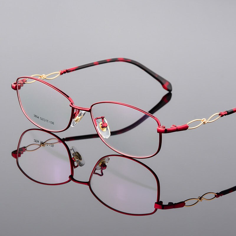 Women's Full Rim Oval Eyeglasses Alloy Frame 2854 Full Rim Bclear Red  