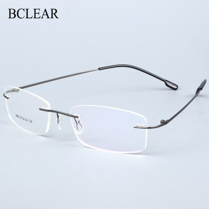 Bclear Men's Eyeglasses Titanium Alloy Rimless Ultralight Sj808 Rimless Bclear   