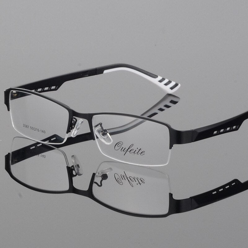 Reven Jate Women's 2387 Eyeglasses Semi-Rim Alloy Frames Reven Jate black white  