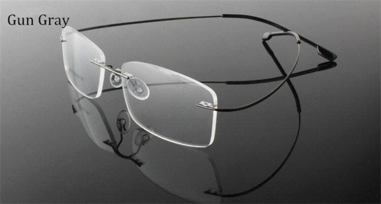 Chashma Ottica Unisex Rimless Rectangle Titanium Eyeglasses Frp1510 Rimless Chashma Ottica gun gray  
