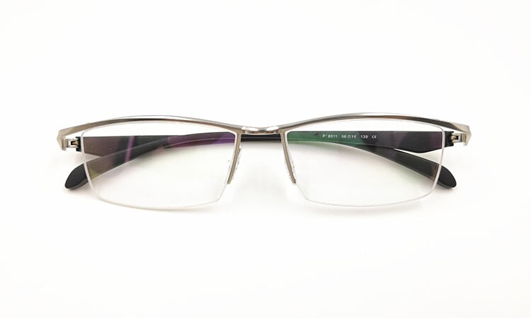 Bclear Men's Eyeglasses Half Rim Brand Titanium Alloy Ultralight Square Spectacle Semi Rim Bclear Silver  