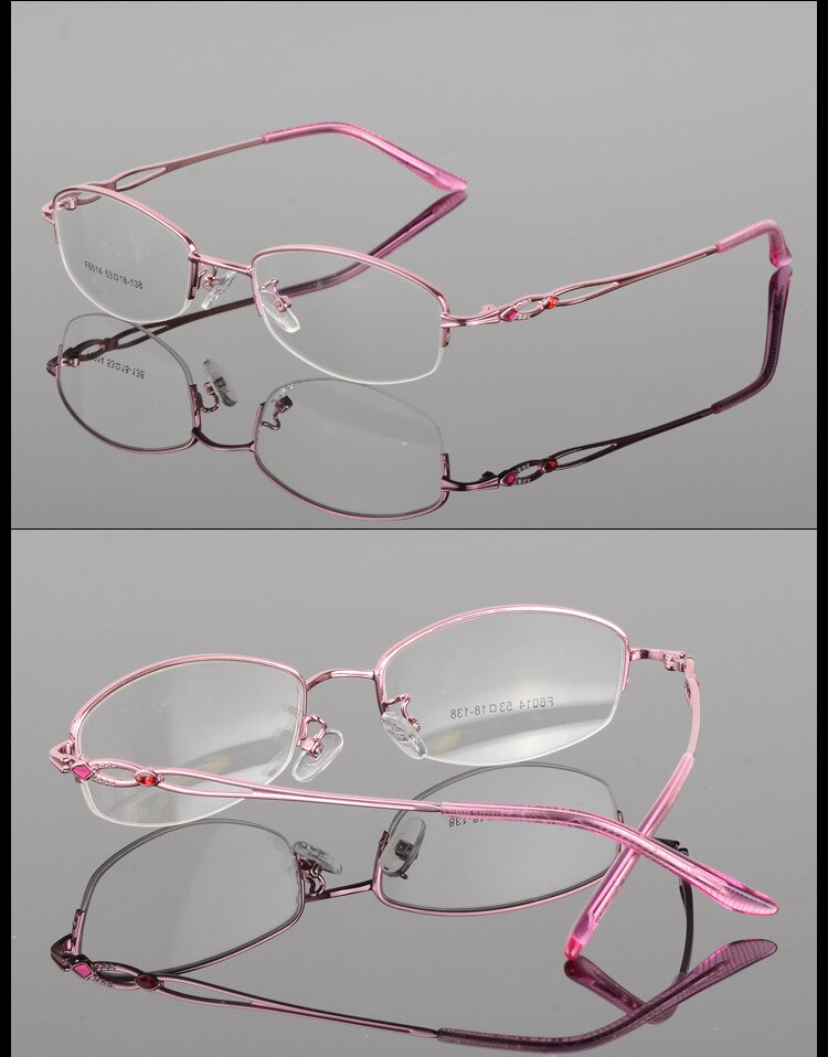 Women's Half Rim Eyeglasses Alloy Frame Bf6014 Semi Rim Bclear   