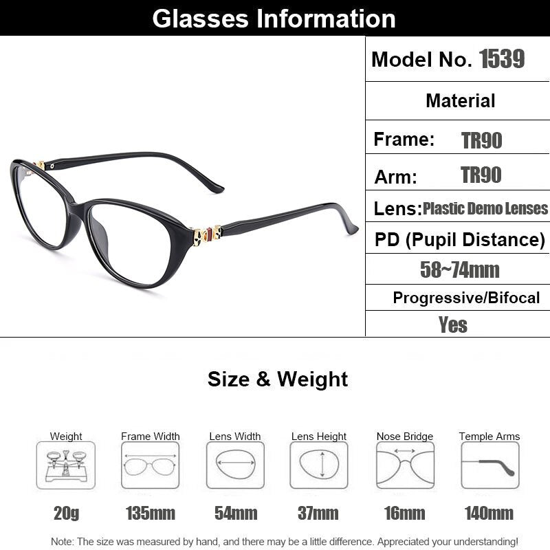 Women's Eyeglasses Cat Eye Ultra-Light Tr90 Plastic M1539 Frame Gmei Optical   