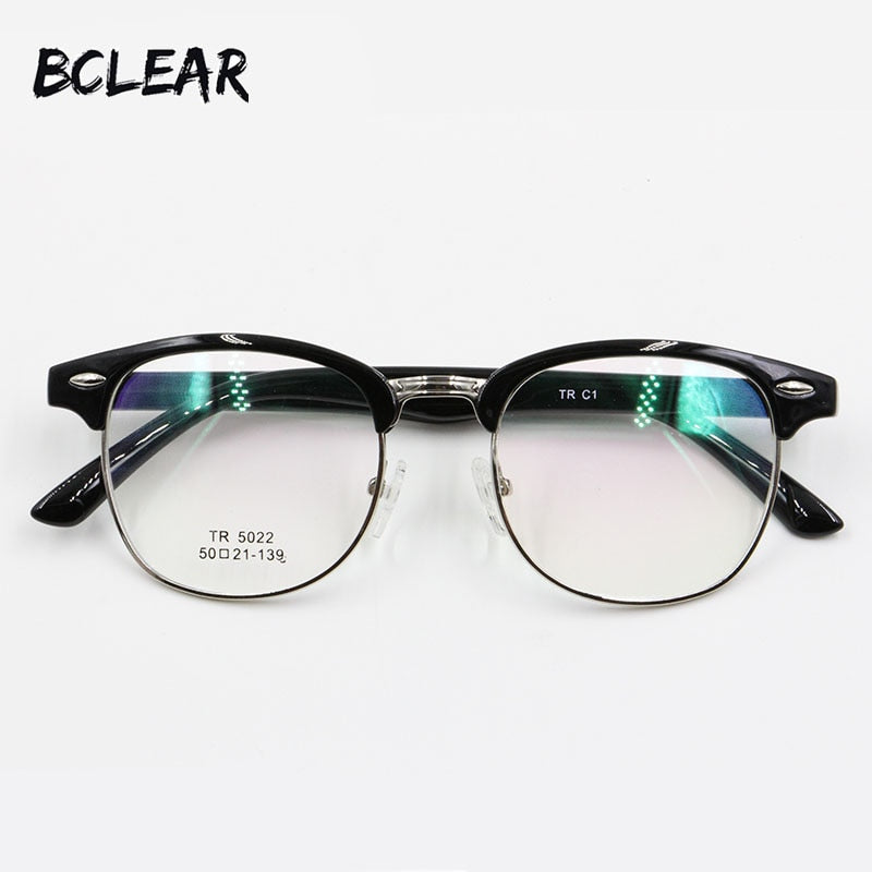 Unisex Full Rim Round Tr 90 Titanium Eyeglasses 5022 Full Rim Bclear   