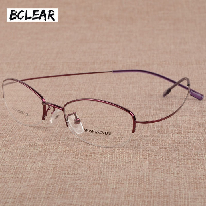 Women's Eyeglasses Semi Rim Rectangular Alloy  S643 Semi Rim Bclear   