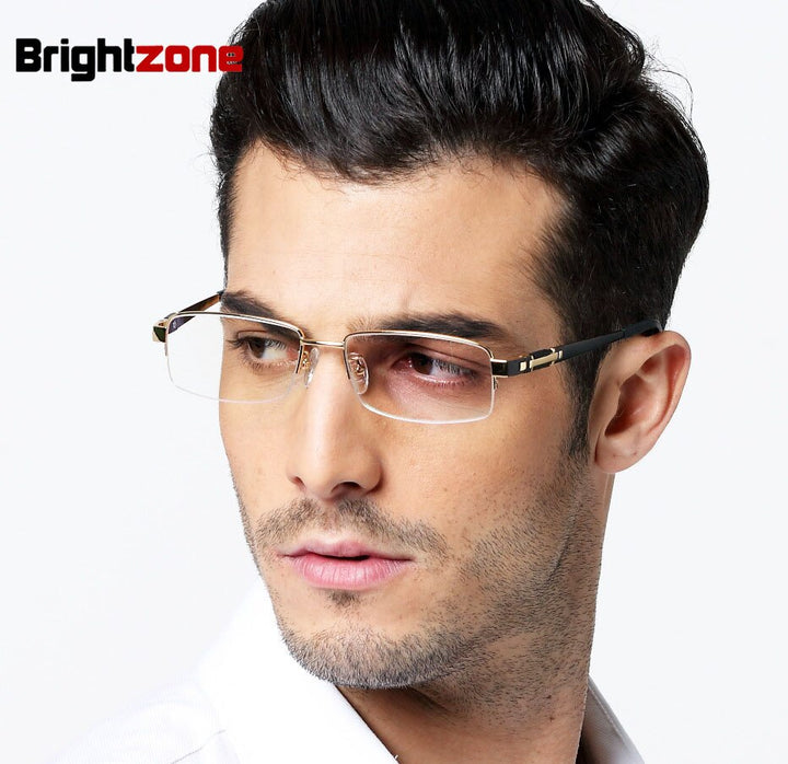 Men's Eyeglasses Pure Titanium Big Size Half Rim 8001 Semi Rim Brightzone   