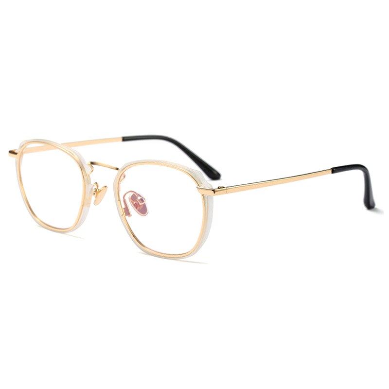 Hotony Unisex Full Rim Round Square Acetate Eyeglasses 1718063 Full Rim Hotony Gold  