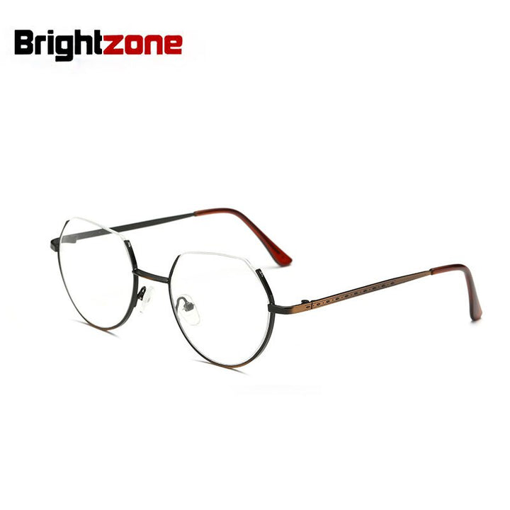 Unisex Eyeglasses Plastic Metal Frame Irregular 3221 Frame Brightzone Bronze  