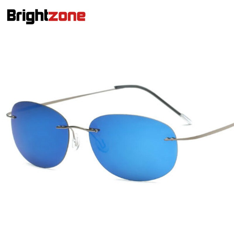 Men's Sunglasses Polarized Mirrored Sport Rimless Titanium Sunglasses Brightzone   