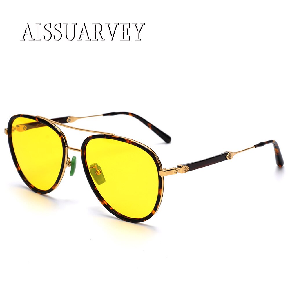 Aissuarvey Women's Full Rim Round Acetate Titanium Frame Polarized Sunglasses As120211 Sunglasses Aissuarvey Sunglasses Yellow  