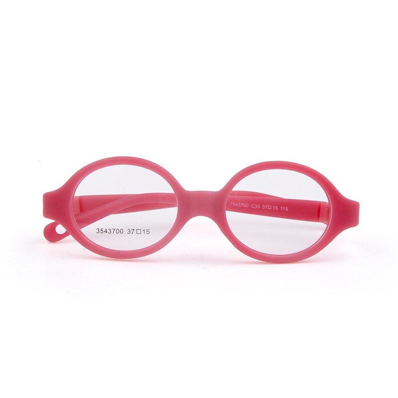 Unisex Children's Round Eyeglasses Plastic Titanium Frame 3543700 Frame Brightzone C33 rose red  