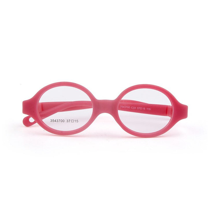 Unisex Children's Round Eyeglasses Plastic Titanium Frame 3543700 Frame Brightzone C33 rose red  
