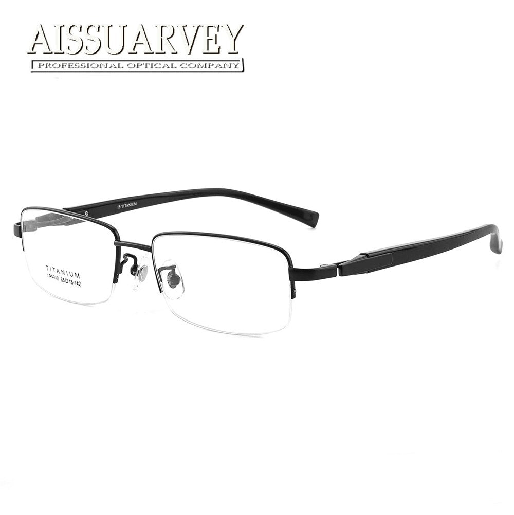 Aissuarvey Semi Rim Rectangular Titanium Frame Eyeglasses As9910 Semi Rim Aissuarvey Eyeglasses black  