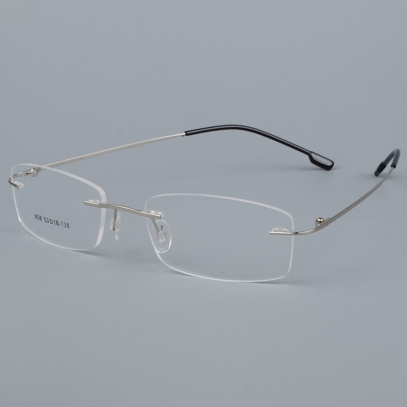 Bclear Men's Eyeglasses Titanium Alloy Rimless Ultralight Sj808 Rimless Bclear Silver  