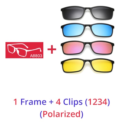 Ralferty Polarized Sunglasses Men Women 5 In 1 Magnetic Clip On Glasses Tr90 Eyewear Frames Eyeglass 8803 Clip On Sunglasses Ralferty 1 Frame 4 Clips 1234 Matt Black Frame 
