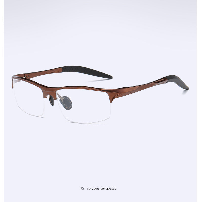 Hdcrafter Men's Semi Rim Square Rectangle Aluminun Alloy Frame Eyeglasses L8177 Semi Rim Hdcrafter Eyeglasses   