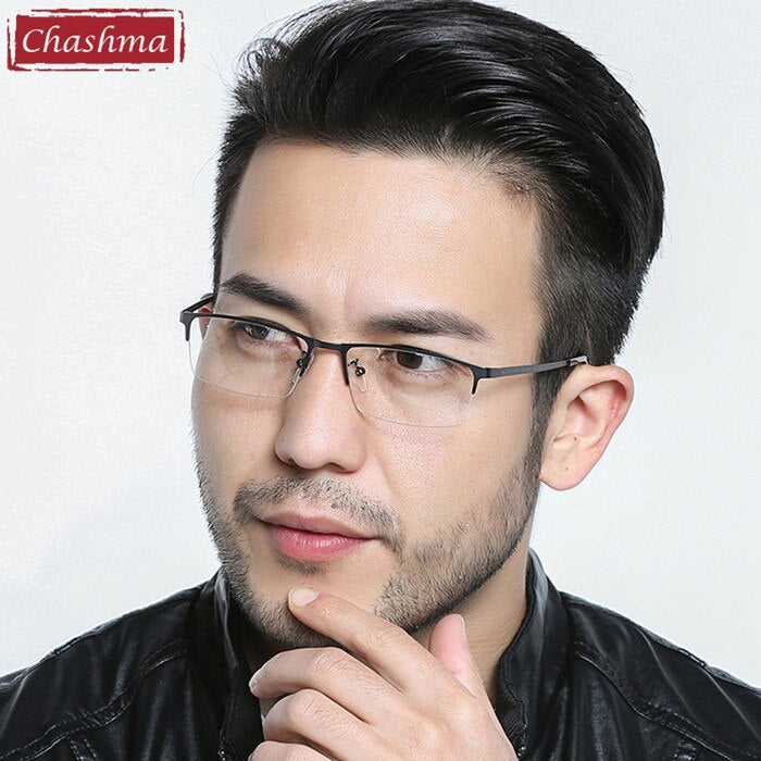 Half frame hot sale glasses mens