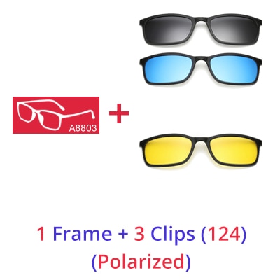 Ralferty Polarized Sunglasses Men Women 5 In 1 Magnetic Clip On Glasses Tr90 Eyewear Frames Eyeglass 8803 Clip On Sunglasses Ralferty 1 Frame 3 Clips 124 Matt Black Frame 