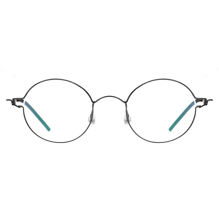 Unisex Round Full Rim Titanium Frame Eyeglasses 28607 Full Rim Bclear gray  