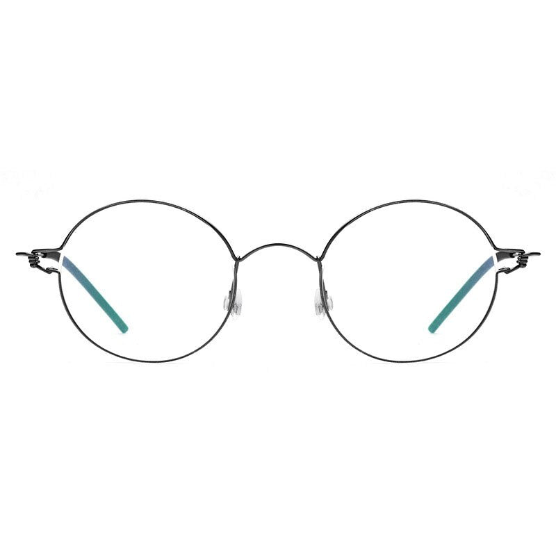 Unisex Round Full Rim Titanium Frame Eyeglasses 28607 Full Rim Bclear gray  