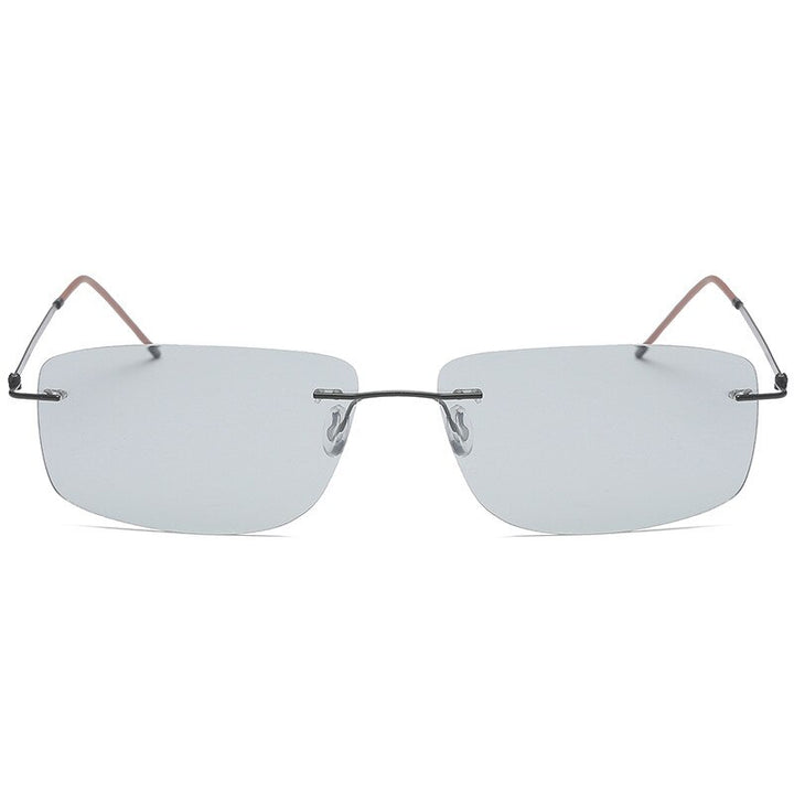 Men's Sunglasses Ultra-light Titanium Rimless Photochromic Polarized Sunglasses Brightzone   