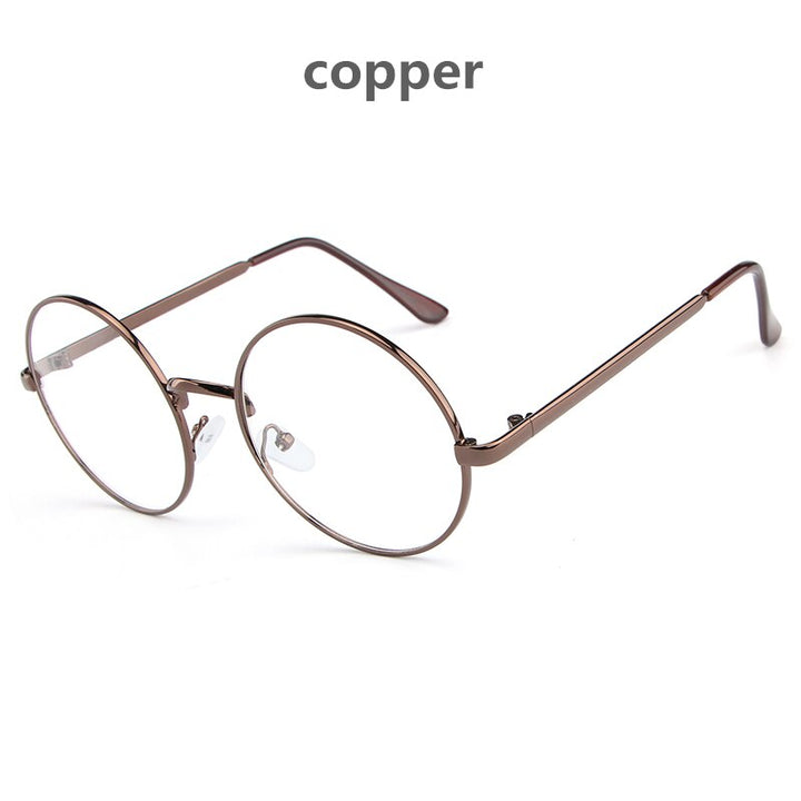 Hdcrafter Women's Full Rim Round Alloy Frame Eyeglasses Lx3048 Full Rim Hdcrafter Eyeglasses Copper  