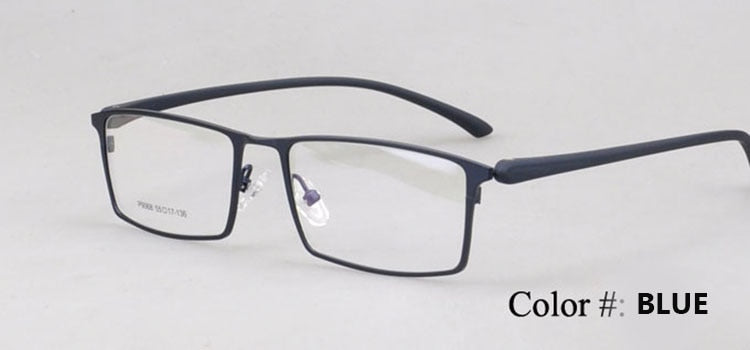 Men's Eyeglasses Full Frame Alloy Rectangular 9068 Frame Bclear Blue  