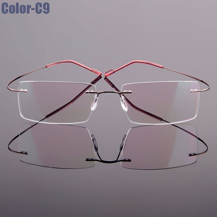 Hotochki Unisex Rimless Titanium Frame Customizable Lens Shape Eyeglasses 5018 Rimless Hotochki C9  