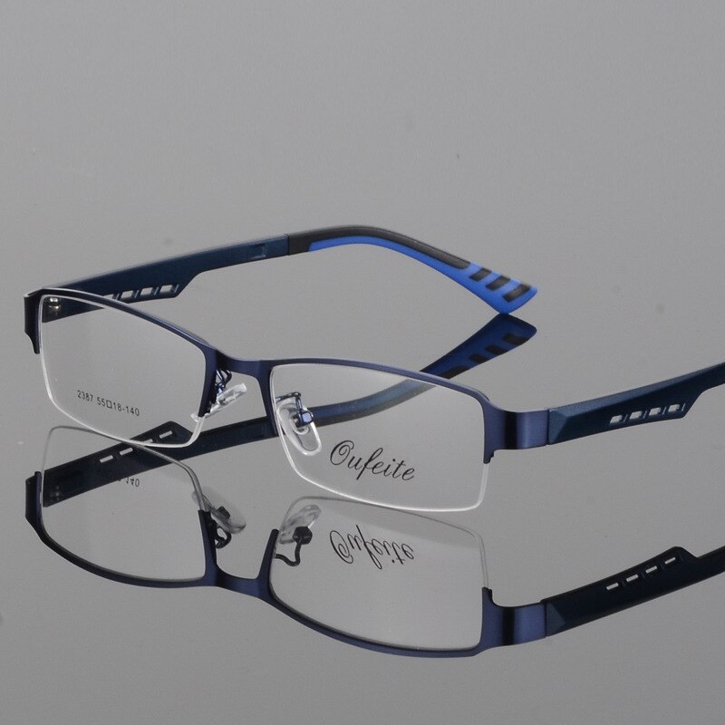 Reven Jate Women's 2387 Eyeglasses Semi-Rim Alloy Frames Reven Jate blue  