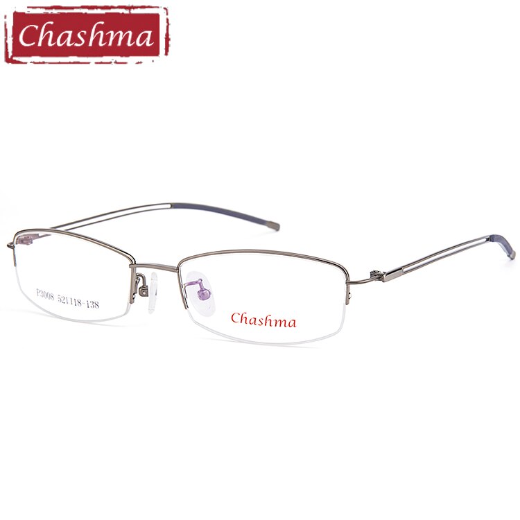 Chashma Men's Semi Rim Ip Plated Titanium Frame Eyeglasses 3008 Semi Rim Chashma Gray  