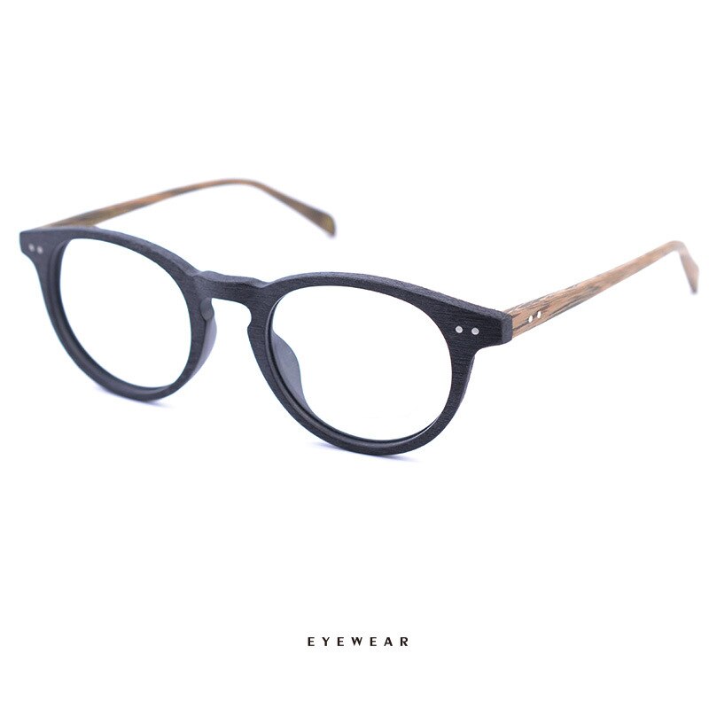 Hdcrafter Unisex Full Rim Round Wood Frame Eyeglasses Ps6089 Full Rim Hdcrafter Eyeglasses   