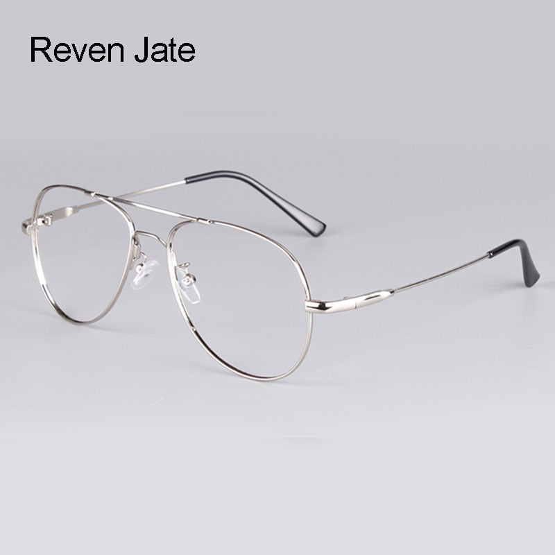 Reven Jate Unisex Full Rim Double Bridge Oval Alloy Titanium Eyeglasses 3028 Full Rim Reven Jate   