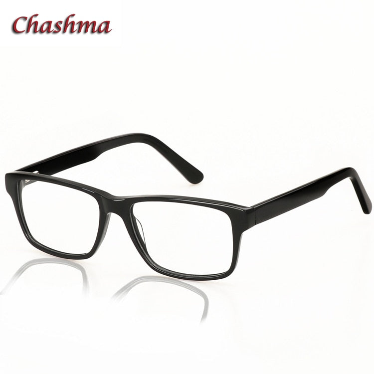 Chashma Ochki Unisex Full Rim Square Acetate Eyeglasses 1603 Full Rim Chashma Ochki Bright Black  